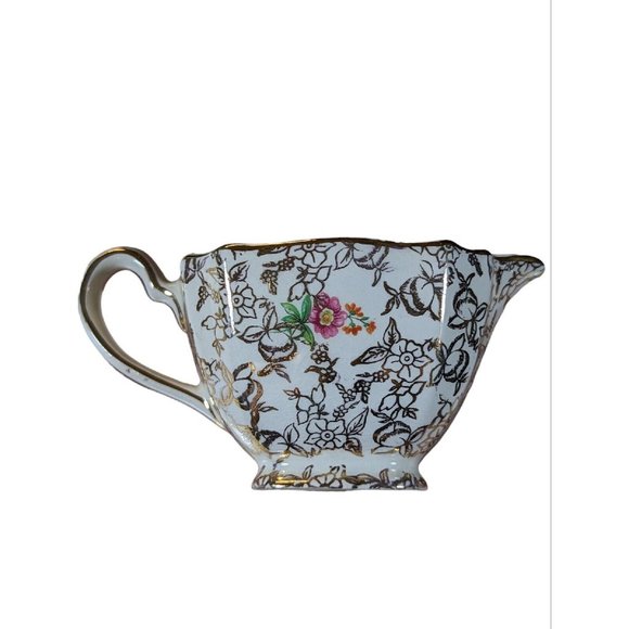 BCM Nelson Ware Chintz Cream and Sugar Set England Gold Floral - Picture 9 of 10